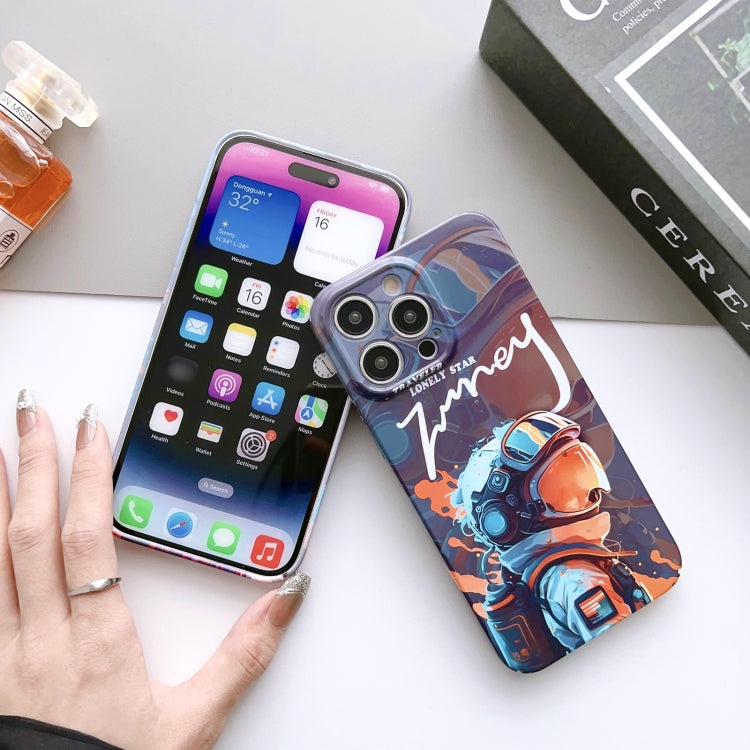Para iPhone 15 Estuche para Teléfono con Orificio Preciso para PC con Patrón Pintado (Scr Azul) - MOVILSTORE