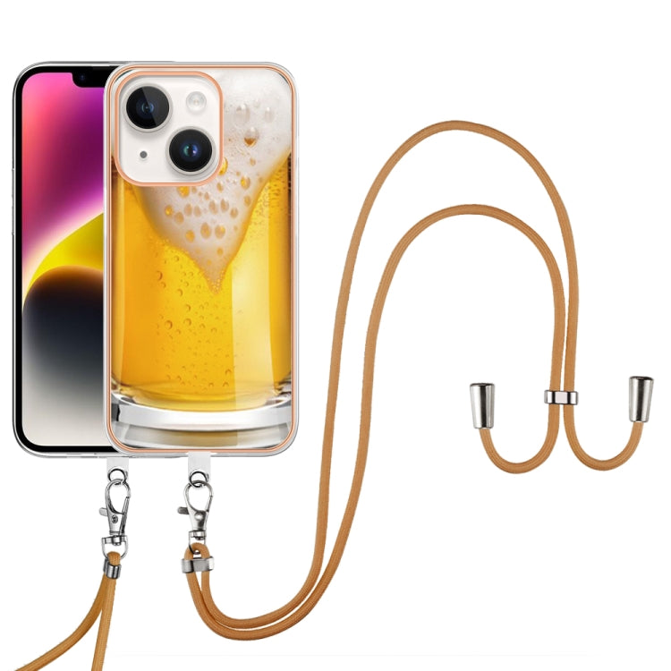 Para iPhone 15 Estuche para Teléfono Imd de Doble Cara con Galvanoplastia y Cordón (Cerveza de Barril) - MOVILSTORE