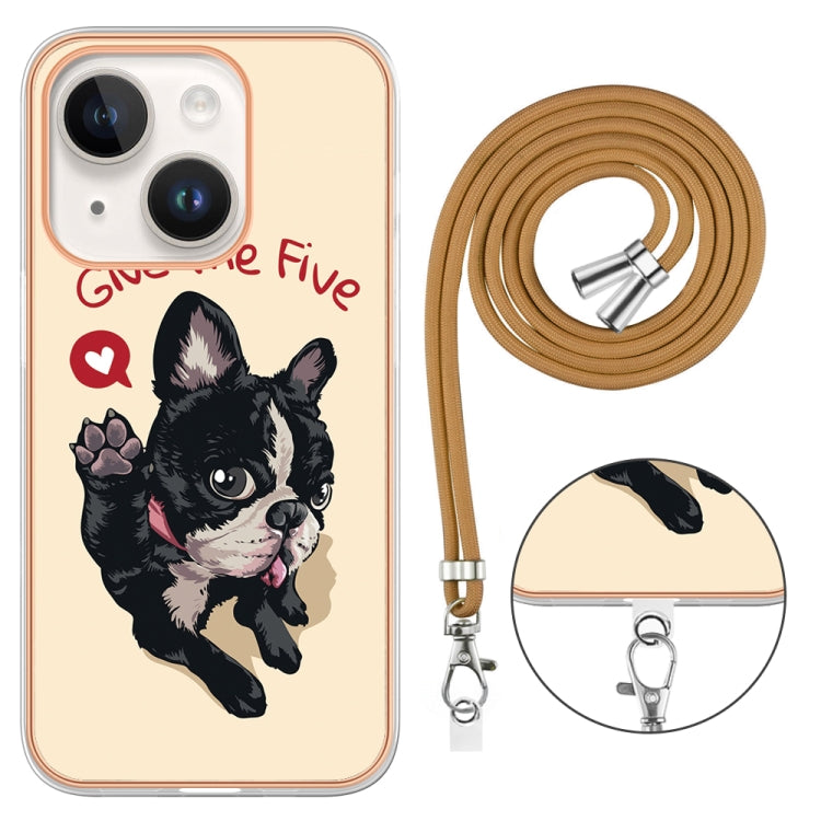 Para iPhone 15 Estuche para Teléfono Imd de Doble Cara con Galvanoplastia y Cordón (Lucky Dog) - MOVILSTORE