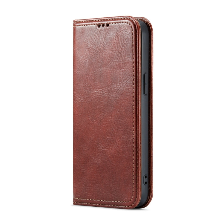 Para iPhone 15 Fierre Shann Vintage Bark Texture Wallet Funda de Cuero para Teléfono (Marrón) - MOVILSTORE