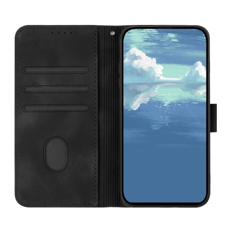 Para iPhone 15 Funda de Cuero con Sensación de Piel y Patrón de Líneas (Negro) - MOVILSTORE