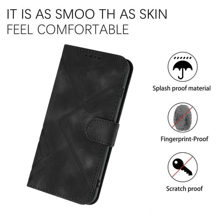 Para iPhone 15 Funda de Cuero con Sensación de Piel y Patrón de Líneas (Negro) - MOVILSTORE