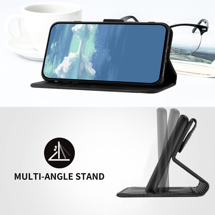 Para iPhone 15 Funda de Cuero con Sensación de Piel y Patrón de Líneas (Negro) - MOVILSTORE