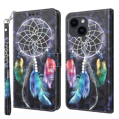 Para iPhone 15 Funda de Cuero Pintada En 3D (Atrapasueños Colorido) - MOVILSTORE