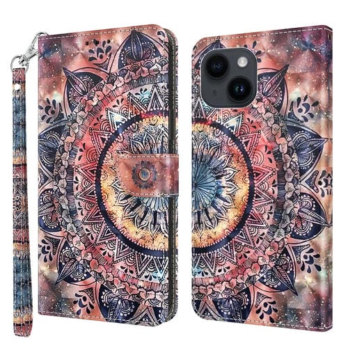 Para iPhone 15 Funda de Cuero Pintada En 3D (Mandala Colorida) - MOVILSTORE