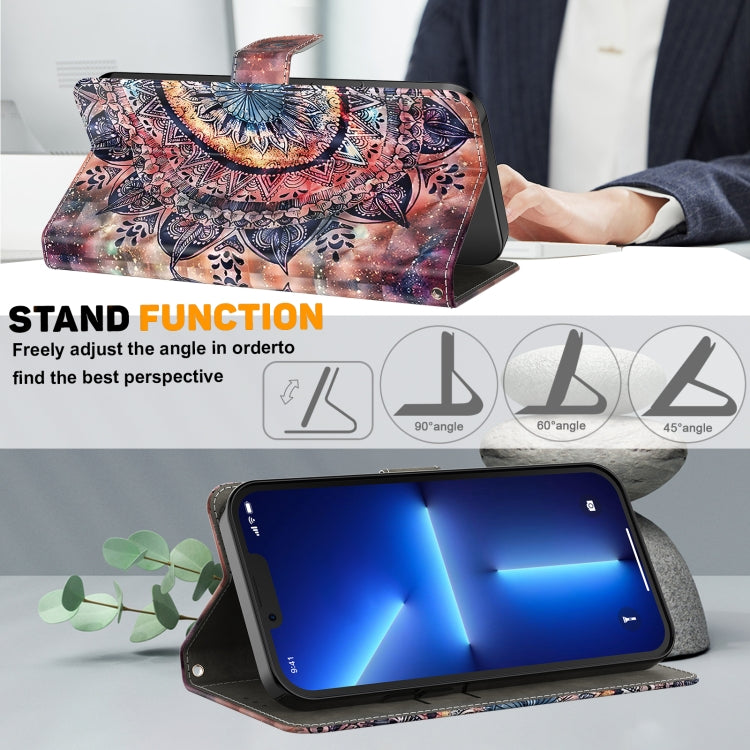 Para iPhone 15 Funda de Cuero Pintada En 3D (Mandala Colorida) - MOVILSTORE