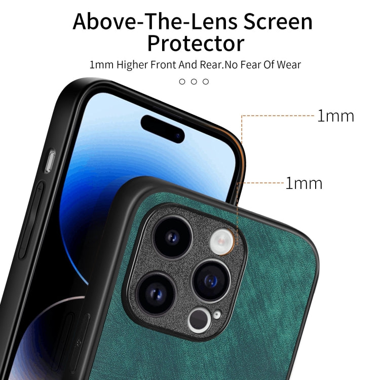 Para iPhone 15 Funda de Teléfono con Contraportada de PC de Cuero Vintage (Verde) - MOVILSTORE