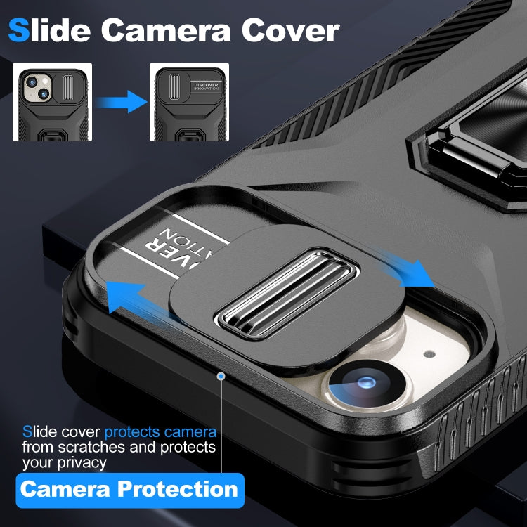 Para iPhone 15 Funda para Teléfono con Soporte Deslizante para Levas (Negro) - MOVILSTORE