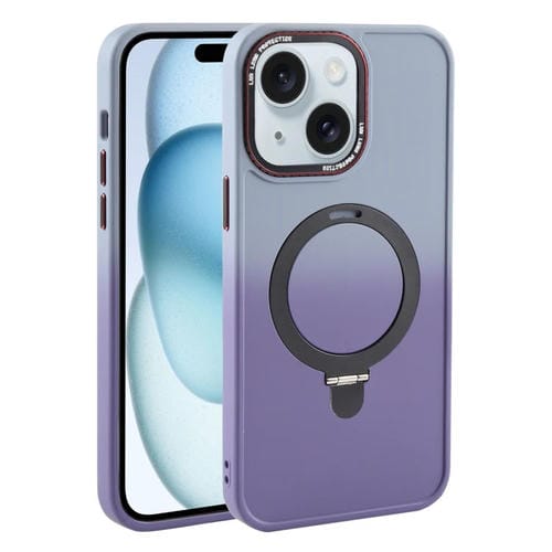 Para iPhone 15 Funda para Teléfono con Soporte Magsafe con Gradiente de Silicona Líquida (Azul Morado) - MOVILSTORE