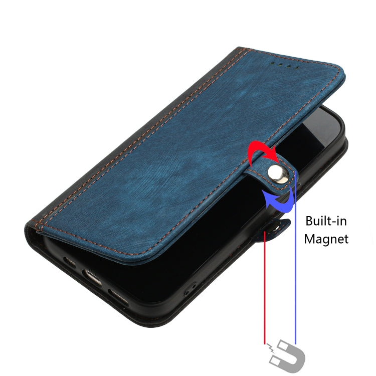 Para iPhone 15 Funda para Teléfono de Cuero con Correa de Mano con Doble Pliegue y Hebilla Lateral (Azul Real) - MOVILSTORE