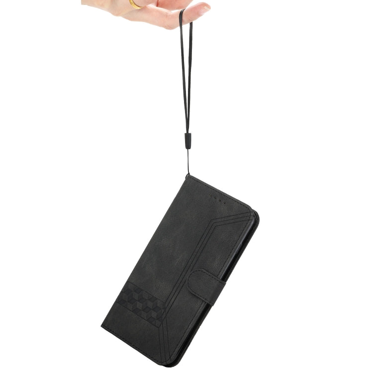 Para iPhone 15 Funda para Teléfono de Cuero con Tapa Cubic Skin Feel (Negro) - MOVILSTORE