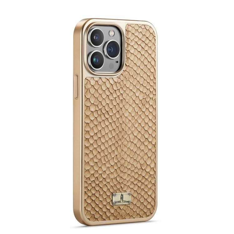 Para iPhone 15 Funda para Teléfono de Pu con Galvanoplastia con Textura de Serpiente Fierre Shann (Blanco) - MOVILSTORE