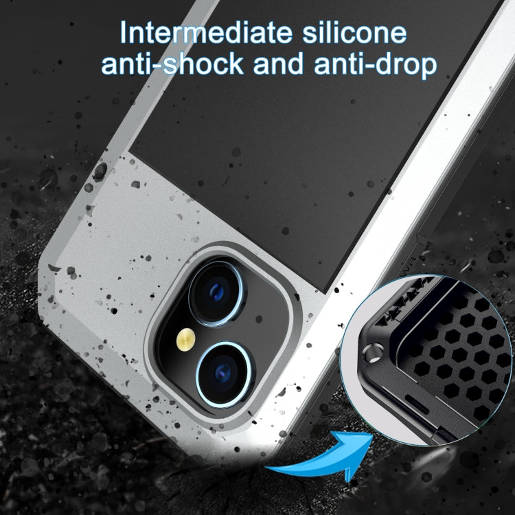 Para iPhone 15 Funda para Teléfono de Silicona y Metal a Prueba de Polvo, Resistente al Agua y a Prueba de Golpes (Plateada) - MOVILSTORE