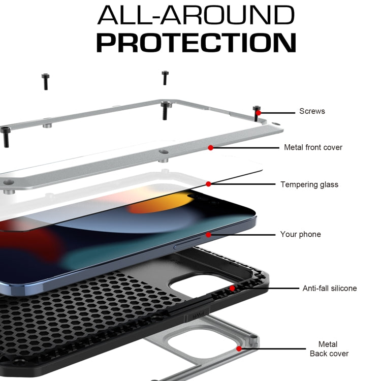 Para iPhone 15 Funda para Teléfono de Silicona y Metal a Prueba de Polvo, Resistente al Agua y a Prueba de Golpes (Plateada) - MOVILSTORE