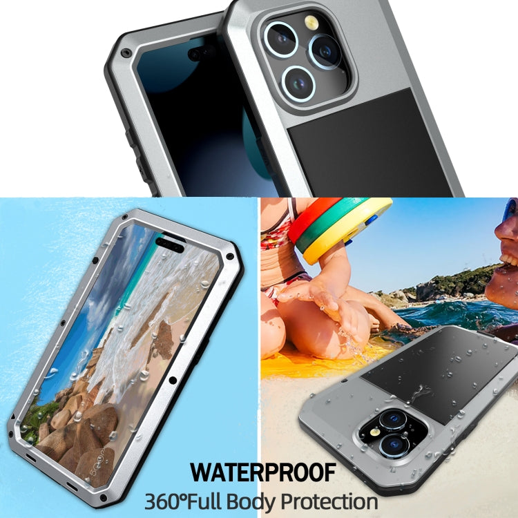 Para iPhone 15 Funda para Teléfono de Silicona y Metal a Prueba de Polvo, Resistente al Agua y a Prueba de Golpes (Plateada) - MOVILSTORE