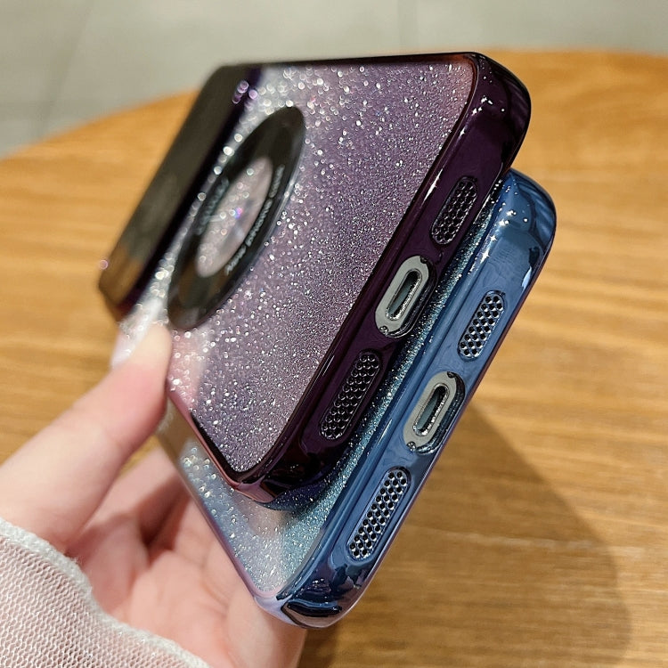Para iPhone 15 Funda para Teléfono de TPU con Galvanoplastia con Brillo Degradado Magsafe y Ventana Grande (Verde) - MOVILSTORE