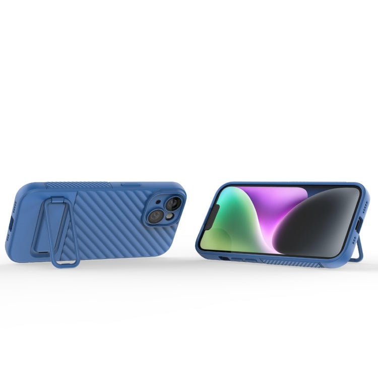 Para iPhone 15 Funda para Teléfono de TPU con Textura Ondulada y Película para Lentes (Azul) - MOVILSTORE