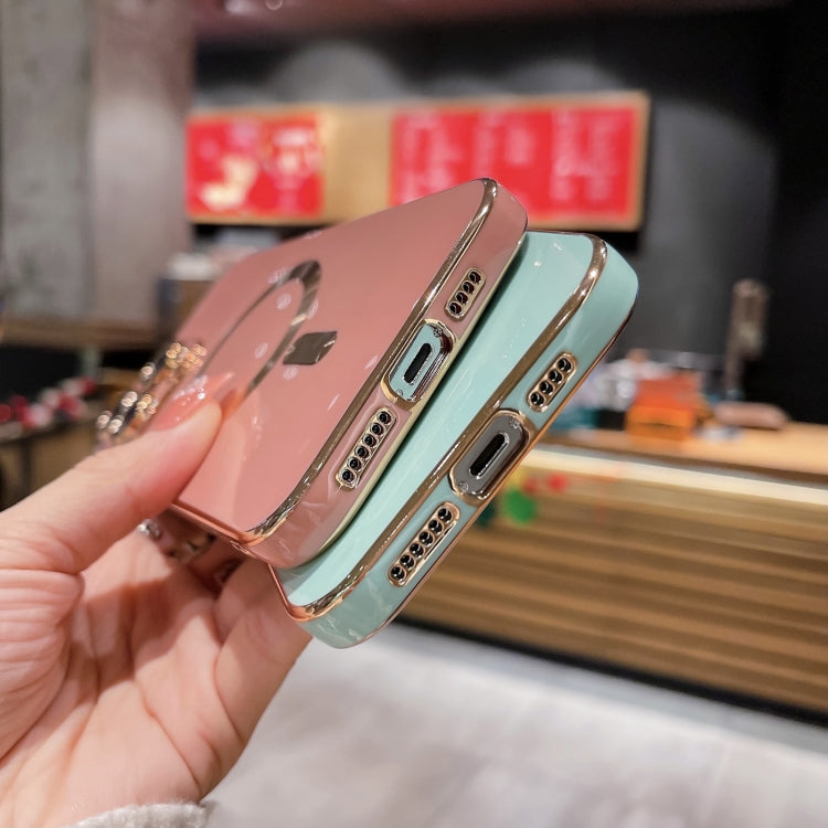 Para iPhone 15 Funda para Teléfono Magsafe Plating TPU con Película para Lentes (Azul Claro) - MOVILSTORE