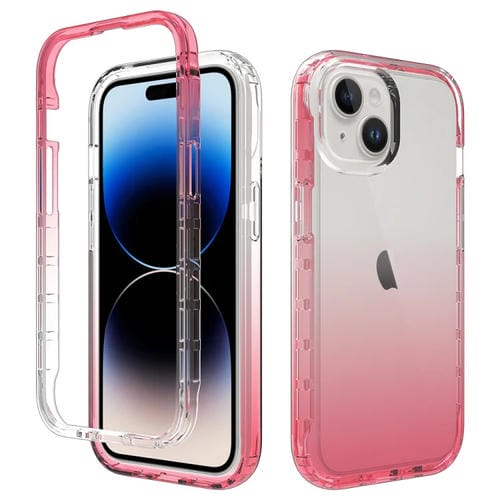 Para iPhone 15 Funda para Teléfono PC + TPU con Degradado Transparente a Prueba de Golpes (Rojo) - MOVILSTORE