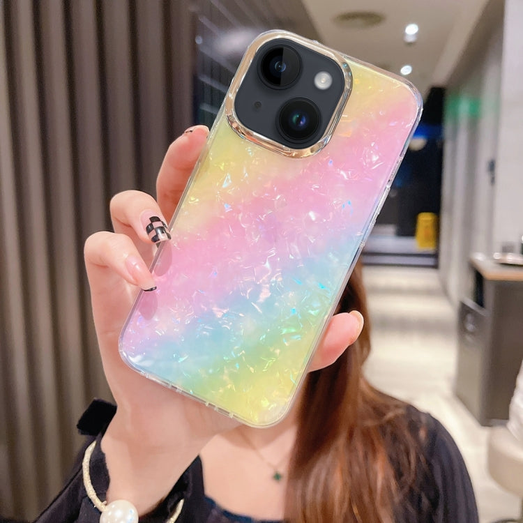 Para iPhone 15 Funda para Teléfono PC + TPU con Patrón de Concha de Cristal Colorido (Arco Iris) - MOVILSTORE