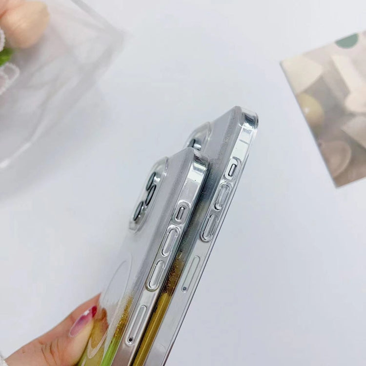 Para iPhone 15 Magsafe Gilding Hybrid Clear TPU Funda para Teléfono (Púrpura) - MOVILSTORE