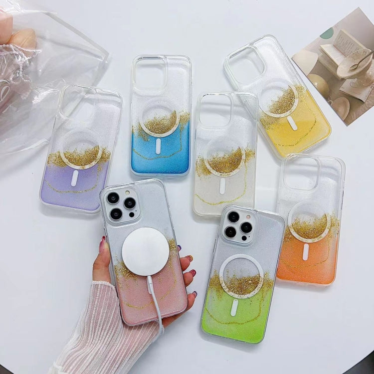 Para iPhone 15 Magsafe Gilding Hybrid Clear TPU Funda para Teléfono (Púrpura) - MOVILSTORE