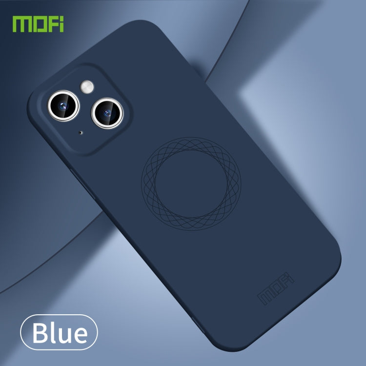 Para iPhone 15 Mofi Qin Series Magsafe Skin Feel Funda de Silicona para Teléfono con Todo Incluido (Azul) - MOVILSTORE