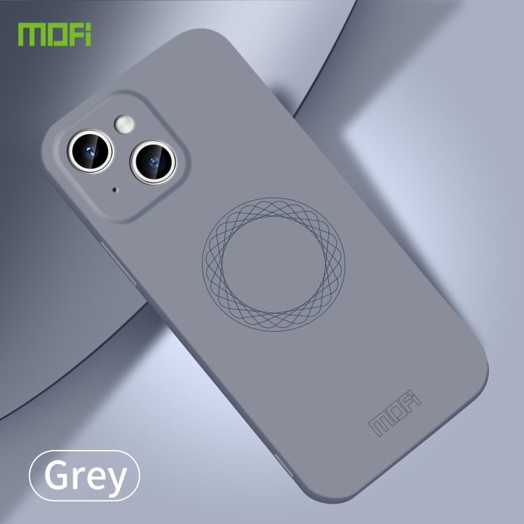 Para iPhone 15 Mofi Qin Series Magsafe Skin Feel Funda de Silicona para Teléfono con Todo Incluido (Gris) - MOVILSTORE