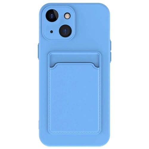Para iPhone 15 Skin Feel Card Contraste Color Botón TPU Funda para Teléfono (Azul Cielo) - MOVILSTORE